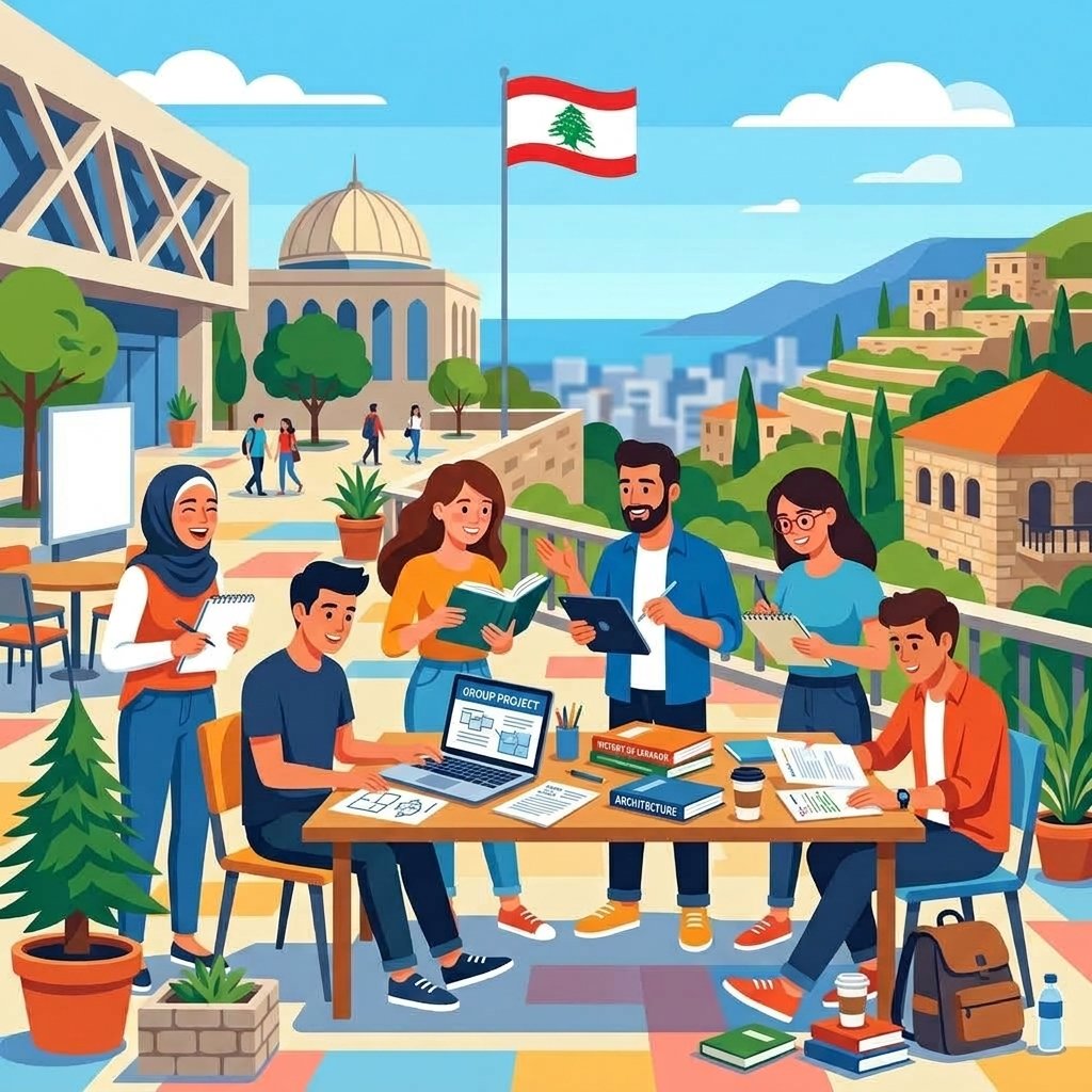 Lebanese students studying together